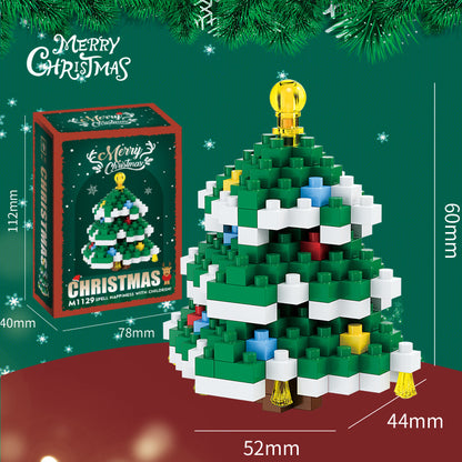 Figuras navideñas de mini bloques de construcción – Set de regalo con Papá Noel, muñeco de nieve, reno y árbol