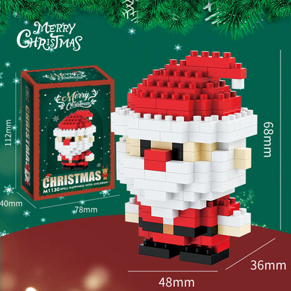 Figuras navideñas de mini bloques de construcción – Set de regalo con Papá Noel, muñeco de nieve, reno y árbol
