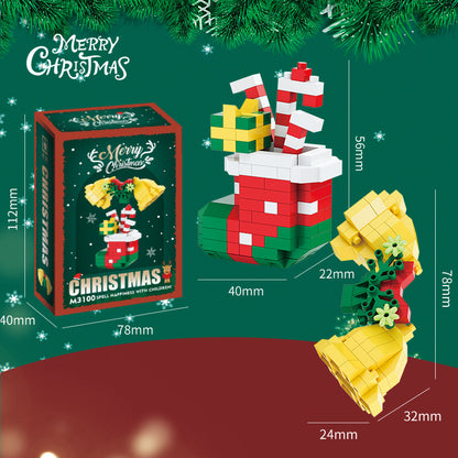 Figuras navideñas de mini bloques de construcción – Set de regalo con Papá Noel, muñeco de nieve, reno y árbol