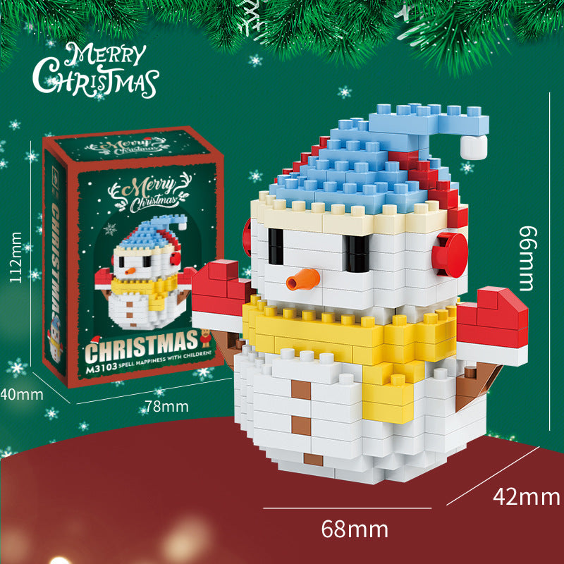 Figuras navideñas de mini bloques de construcción – Set de regalo con Papá Noel, muñeco de nieve, reno y árbol