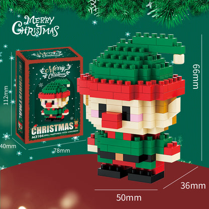 Figuras navideñas de mini bloques de construcción – Set de regalo con Papá Noel, muñeco de nieve, reno y árbol