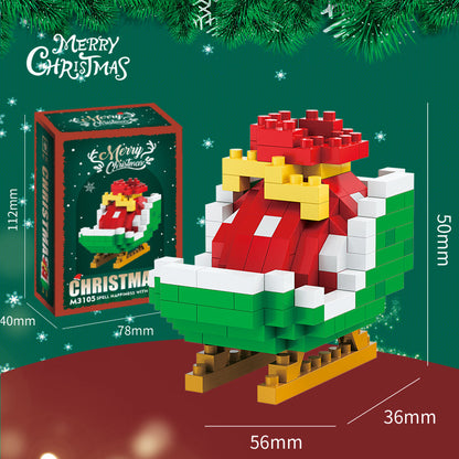 Figuras navideñas de mini bloques de construcción – Set de regalo con Papá Noel, muñeco de nieve, reno y árbol