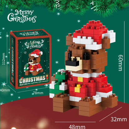 Figuras navideñas de mini bloques de construcción – Set de regalo con Papá Noel, muñeco de nieve, reno y árbol