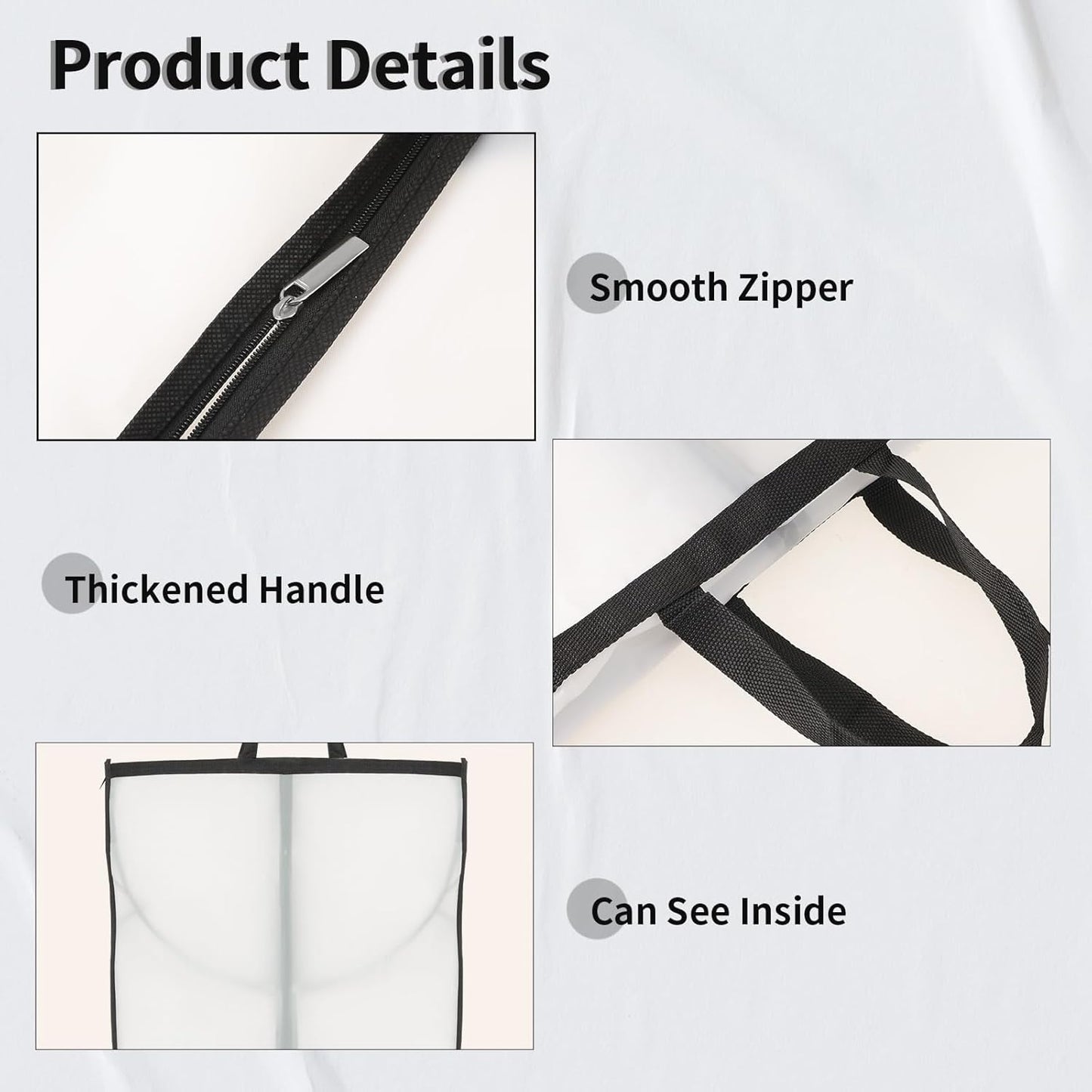 Funda de Almacenamiento para Prendas Largas – Bolsa para Vestidos de 70.87" (180.00 cm) con Cremallera y Ventana (2-Pack)