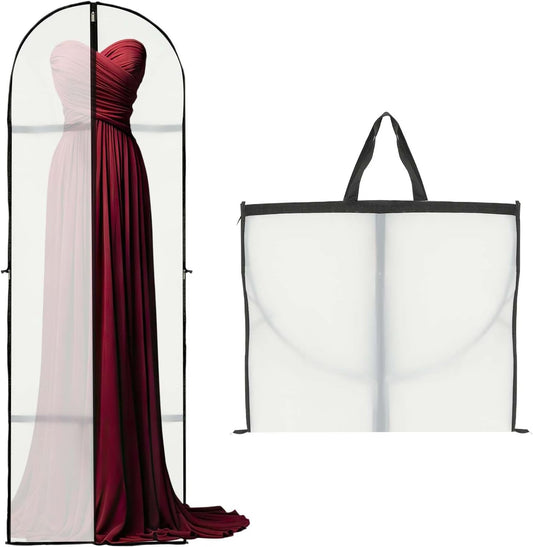 Funda de Almacenamiento para Prendas Largas – Bolsa para Vestidos de 70.87" (180.00 cm) con Cremallera y Ventana (2-Pack)