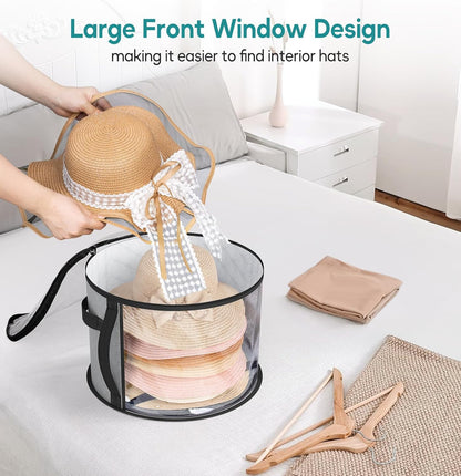 Funda de Almacenamiento para Sombreros Grande y Transparente – Organizador de Sombreros de Ala Ancha con Asas