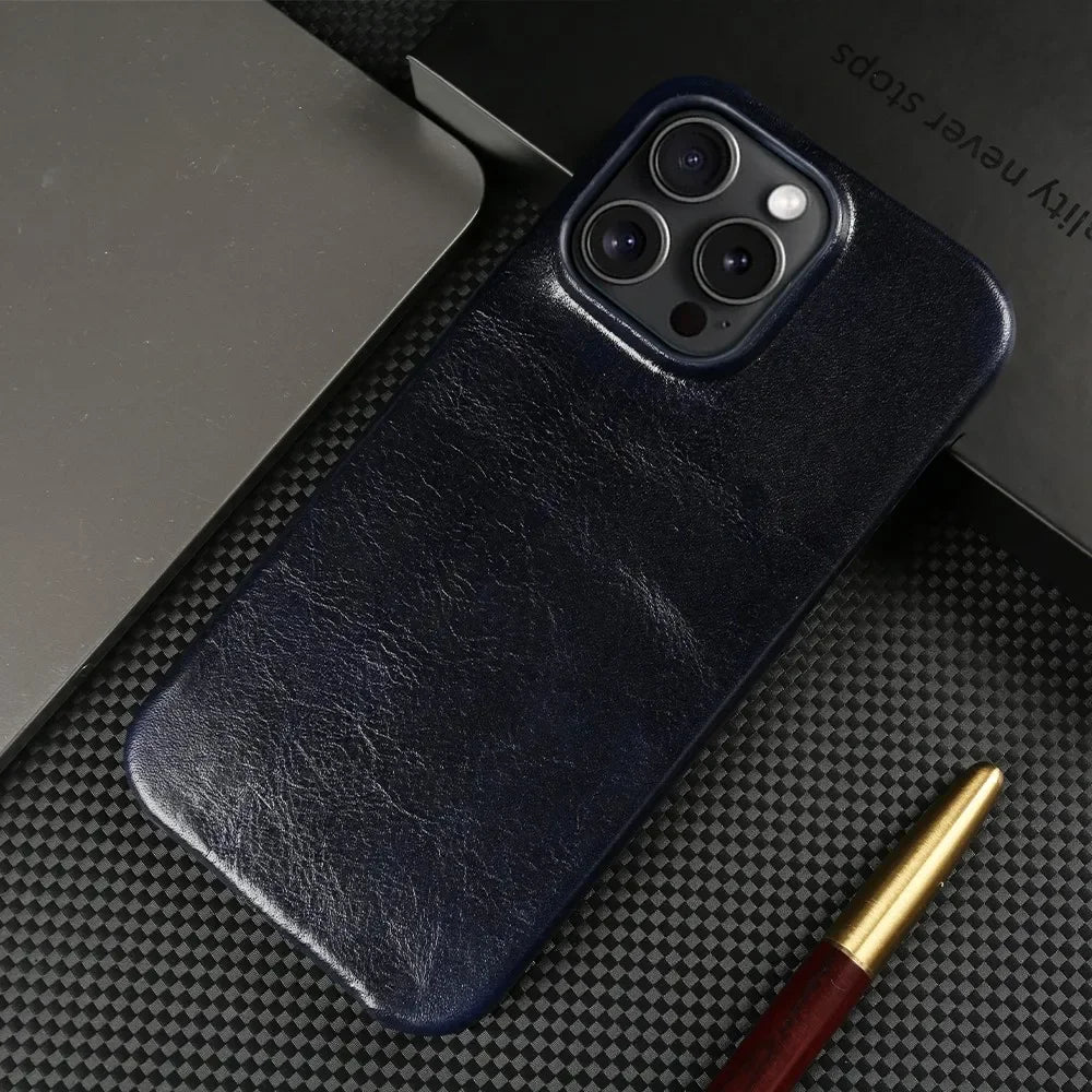 Funda de Cuero Crownline para iPhone en Piel de Vaca Auténtica Hecha a Mano