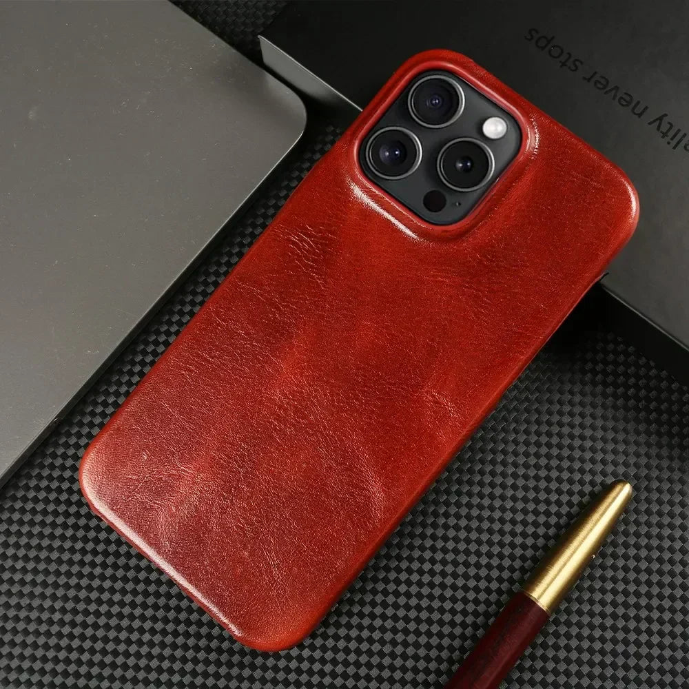 Funda de Cuero Crownline para iPhone en Piel de Vaca Auténtica Hecha a Mano
