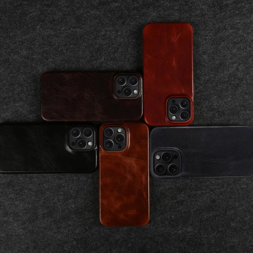 Funda de Cuero Crownline para iPhone en Piel de Vaca Auténtica Hecha a Mano