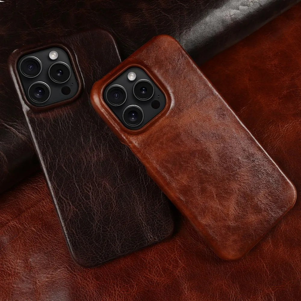 Funda de Cuero Crownline para iPhone en Piel de Vaca Auténtica Hecha a Mano