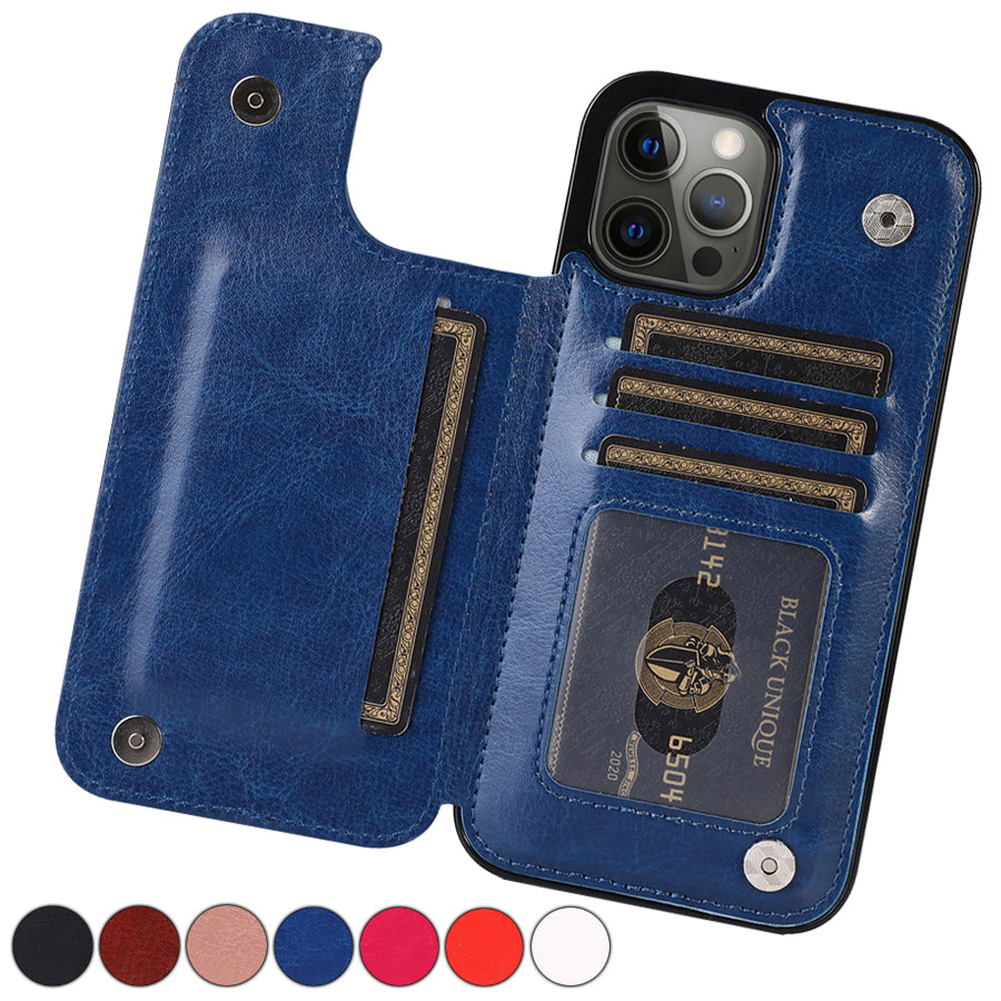 Funda de Cuero para Teléfono con Ranuras para Tarjetas y Cierre Magnético