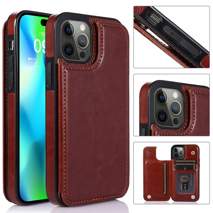 Funda de Cuero para Teléfono con Ranuras para Tarjetas y Cierre Magnético