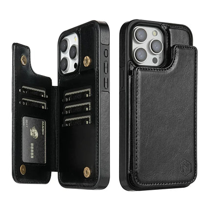 Funda de Cuero para Teléfono con Ranuras para Tarjetas y Cierre Magnético