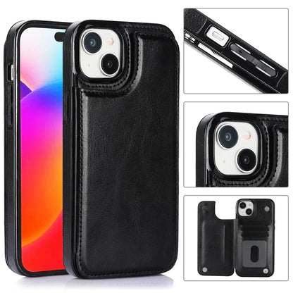 Funda de Cuero para Teléfono con Ranuras para Tarjetas y Cierre Magnético