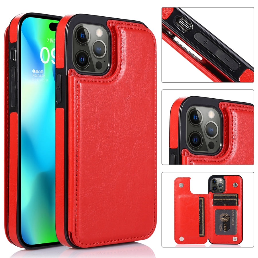 Funda de Cuero para Teléfono con Ranuras para Tarjetas y Cierre Magnético