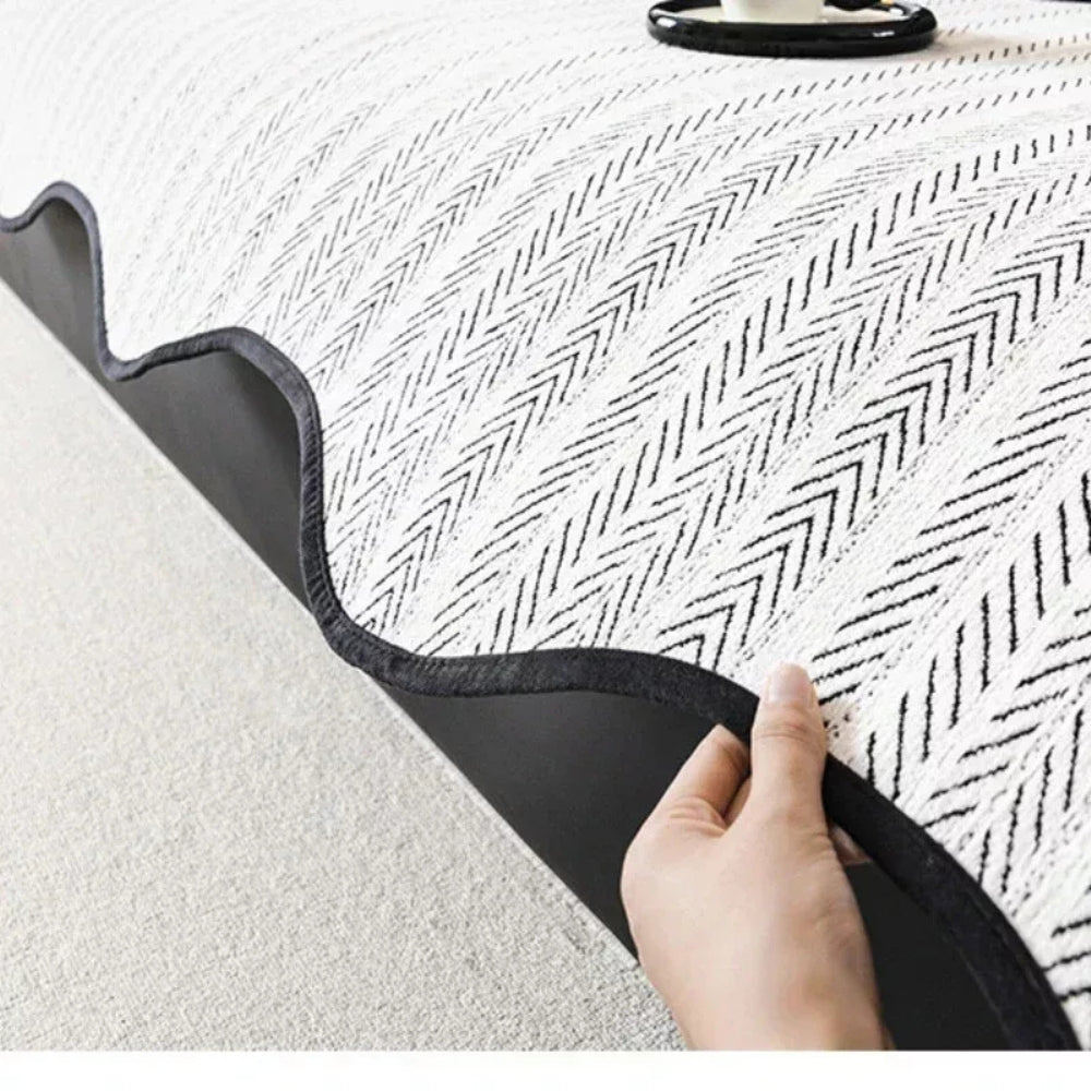 Funda de Sofá Aurivelle con Diseño de Espiga y Borde Ondulado