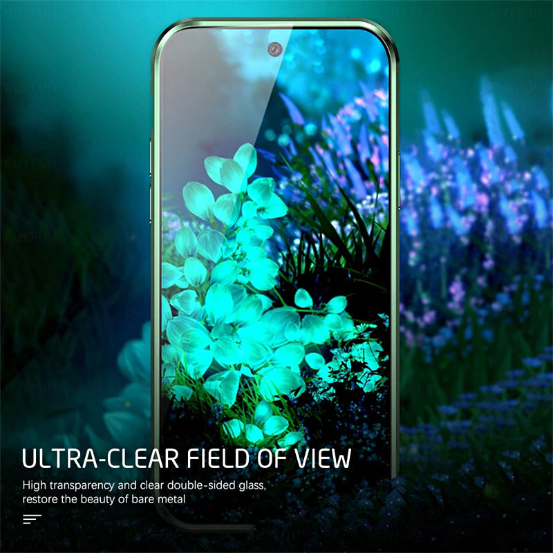 Funda de teléfono de vidrio templado magnético de doble cara para Samsung