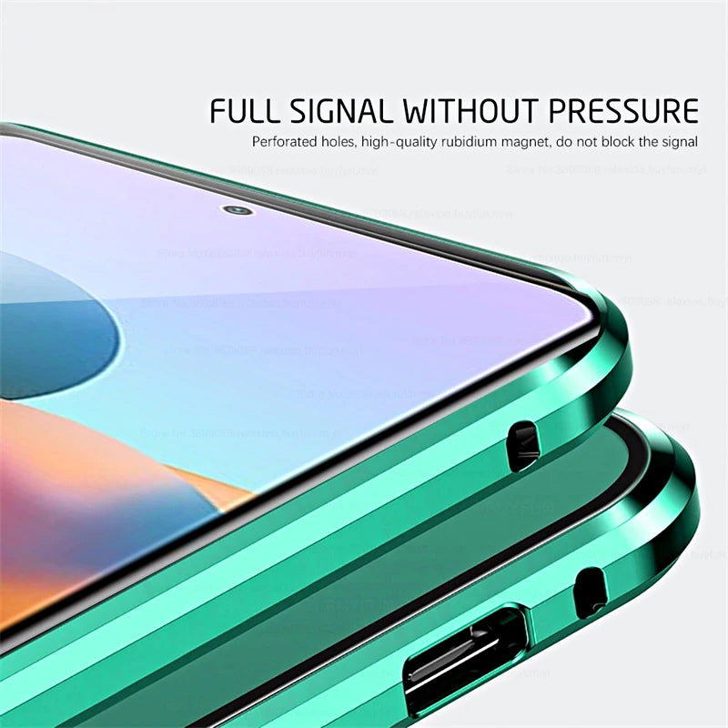 Funda de teléfono de vidrio templado magnético de doble cara para Samsung
