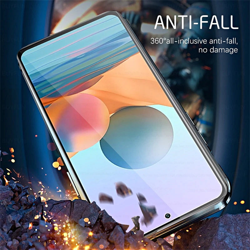 Funda de teléfono de vidrio templado magnético de doble cara para Samsung