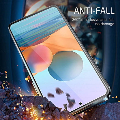 Funda de teléfono de vidrio templado magnético de doble cara para Samsung