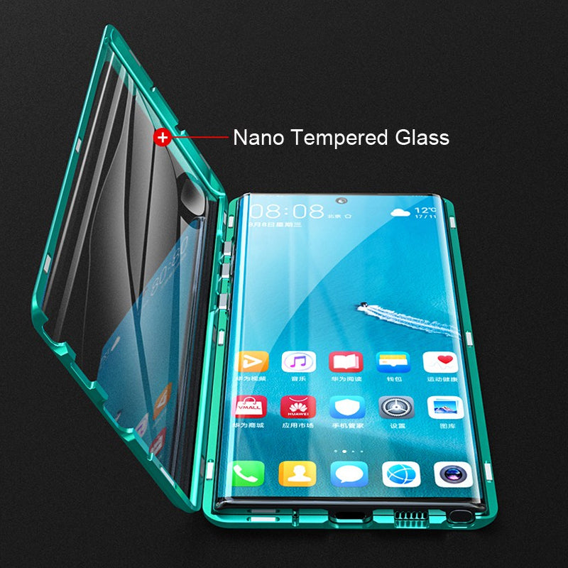 Funda de teléfono de vidrio templado magnético de doble cara para Samsung