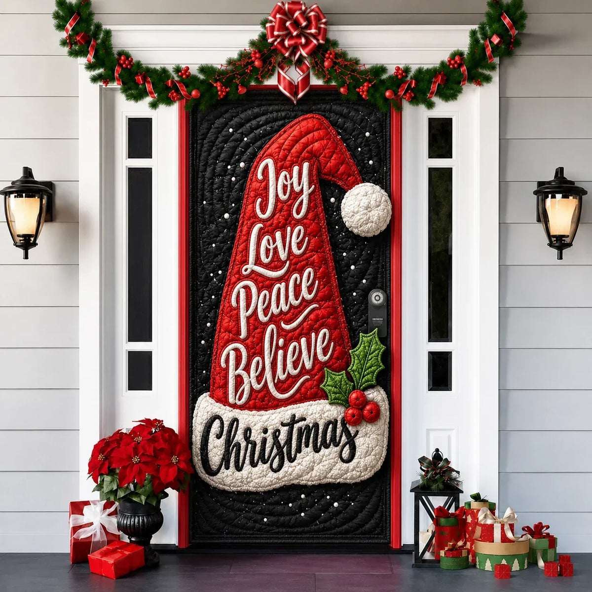 Funda decorativa para puerta navideña con estampado de efecto 3D