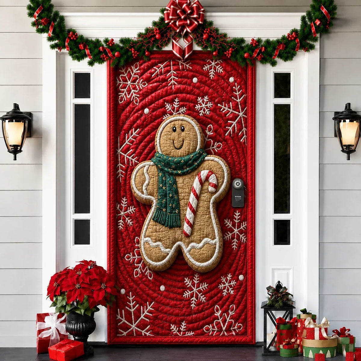 Funda decorativa para puerta navideña con estampado de efecto 3D