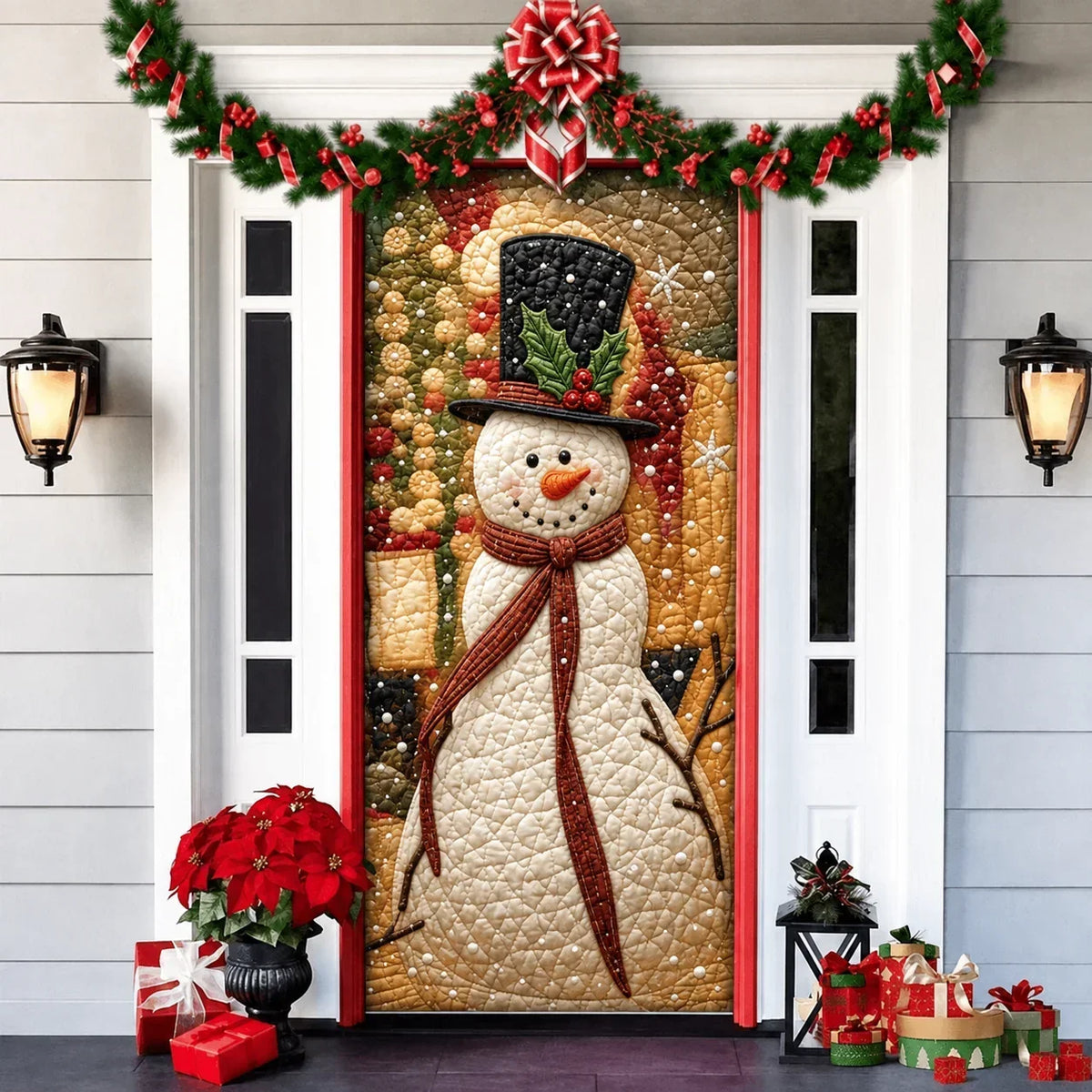 Funda decorativa para puerta navideña con estampado de efecto 3D