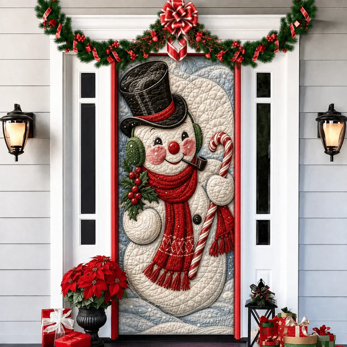 Funda decorativa para puerta navideña con estampado de efecto 3D