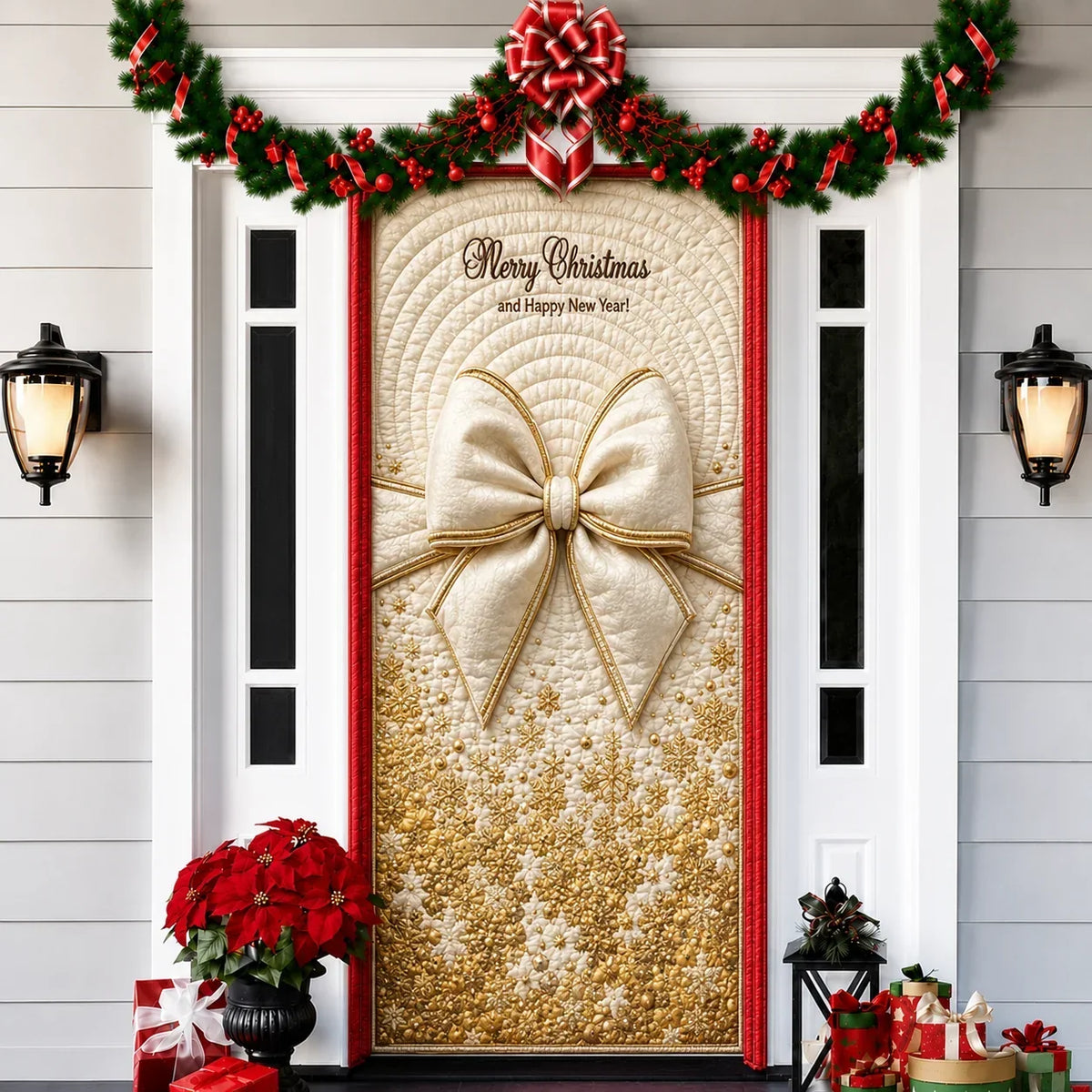 Funda decorativa para puerta navideña con estampado de efecto 3D