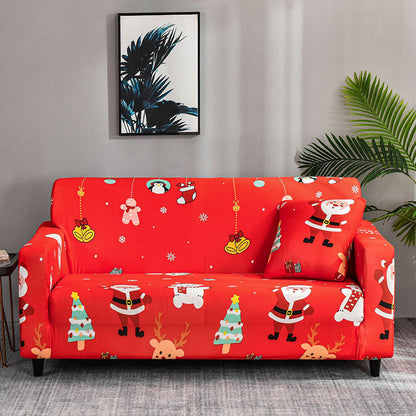 Funda elástica universal para sofá con diseño navideño