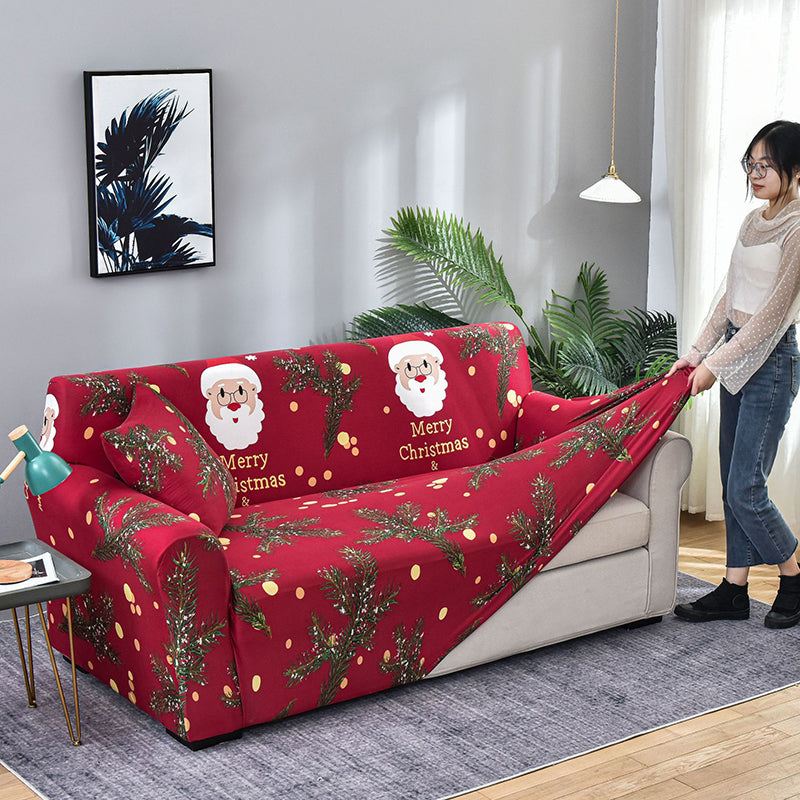 Funda elástica universal para sofá con diseño navideño