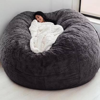 Funda gigante para puf de pelo sintético esponjoso – Sofá lounge ultrasuave (solo funda)