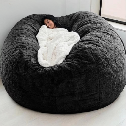 Funda gigante para puf de pelo sintético esponjoso – Sofá lounge ultrasuave (solo funda)