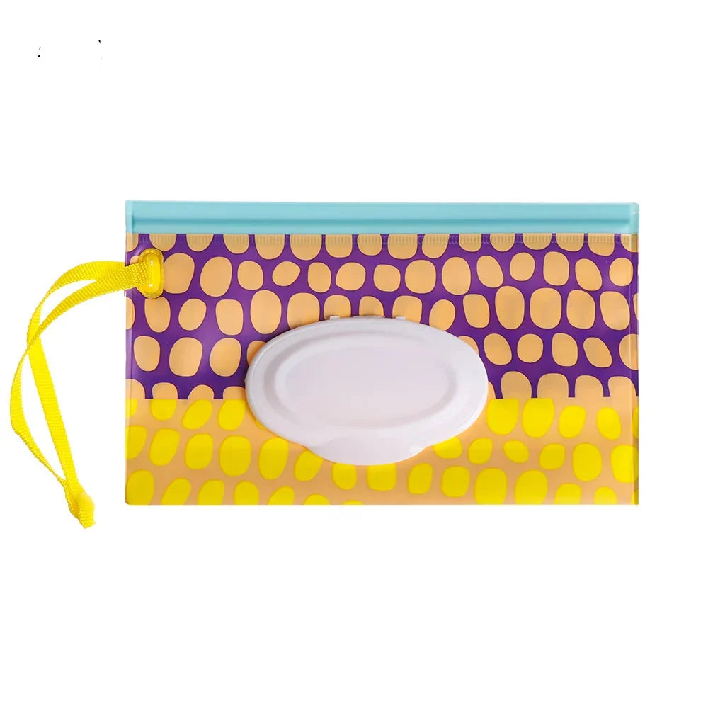 Funda portátil para toallitas húmedas de bebé con tapa abatible y correa con broche
