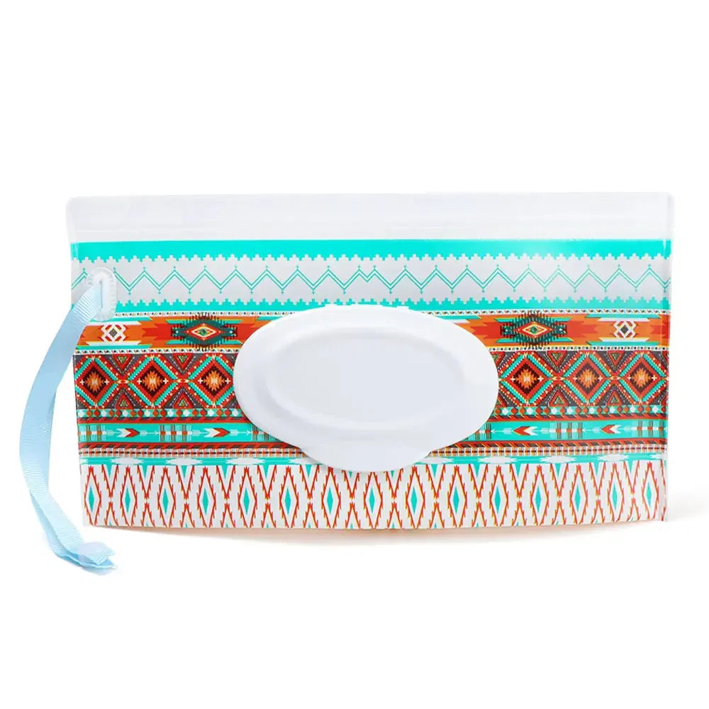 Funda portátil para toallitas húmedas de bebé con tapa abatible y correa con broche