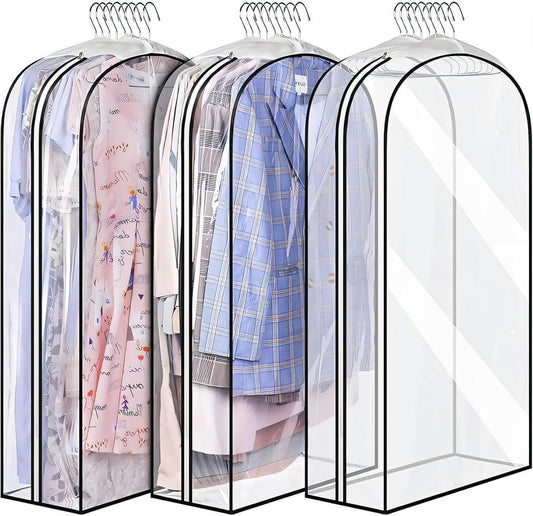 Fundas de Ropa Transparentes con Inserciones – Paquete de 6 Fundas de Almacenamiento con Cremallera Lateral