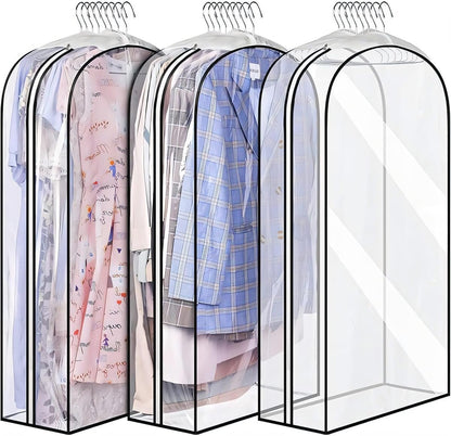 Fundas de Ropa Transparentes con Inserciones – Paquete de 6 Fundas de Almacenamiento con Cremallera Lateral