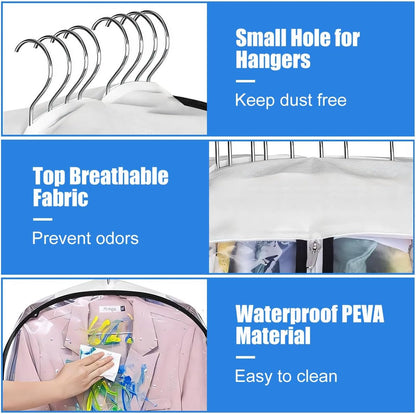 Fundas de Ropa Transparentes con Inserciones – Paquete de 6 Fundas de Almacenamiento con Cremallera Lateral