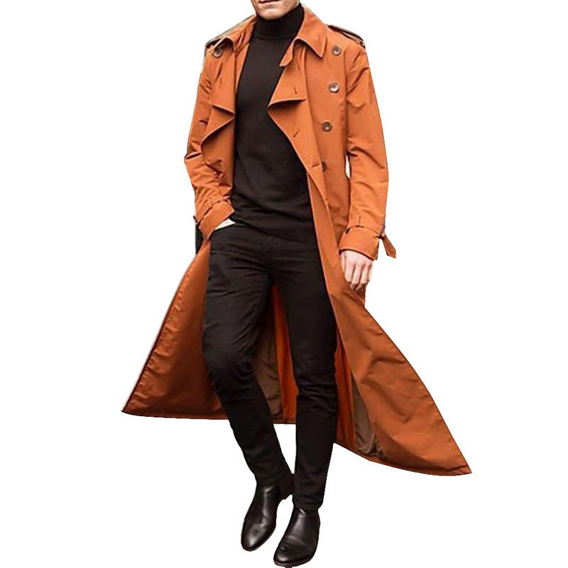 Gabardina elegante para hombre con doble abotonadura