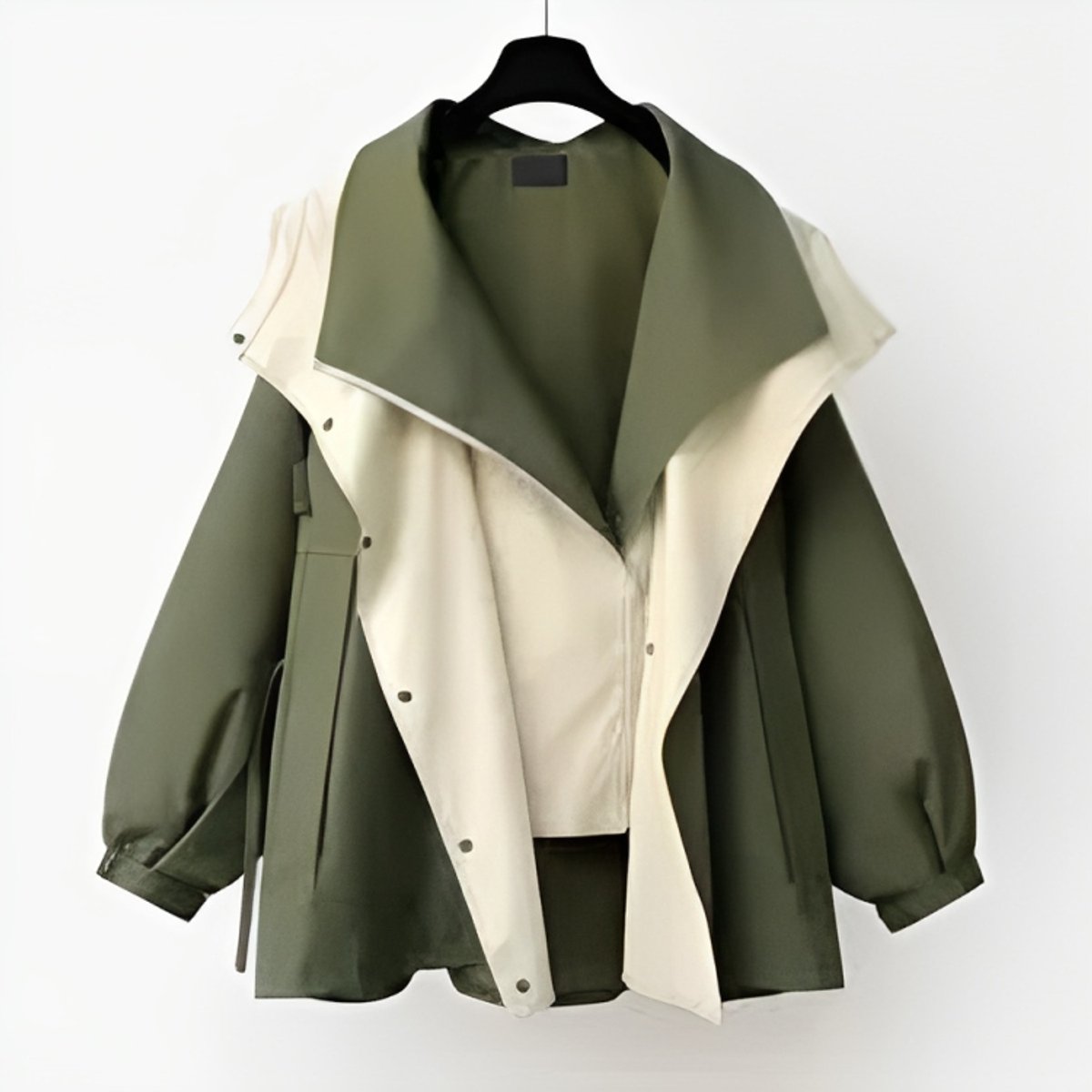 Gabardina impermeable oversize con doble cuello para mujer