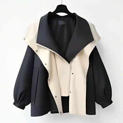 Gabardina impermeable oversize con doble cuello para mujer