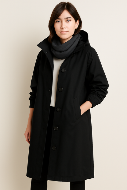 Gabardina larga con capucha para mujer – Edición de otoño