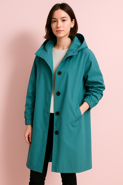 Gabardina larga con capucha para mujer – Edición de otoño