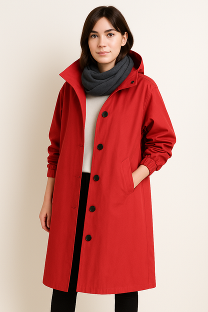 Gabardina larga con capucha para mujer – Edición de otoño