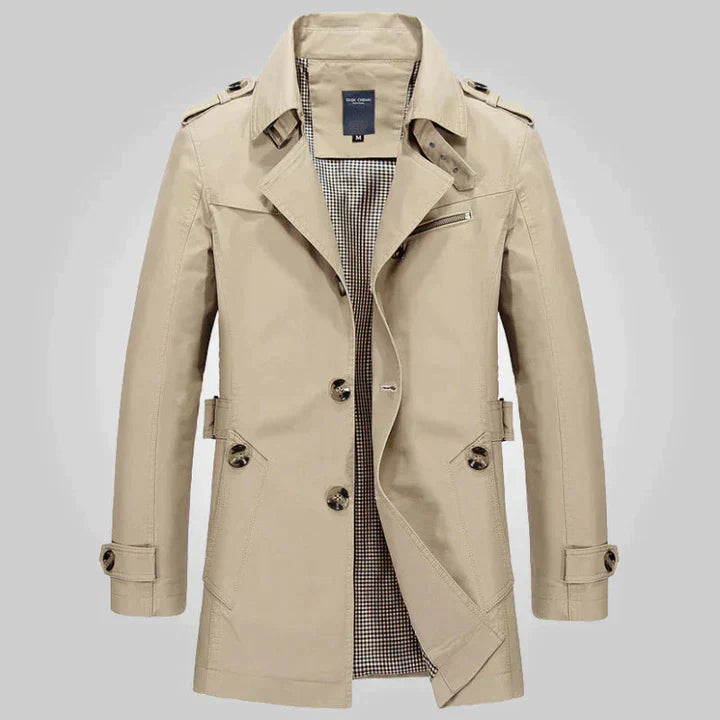 Gabardina larga cruzada para hombre