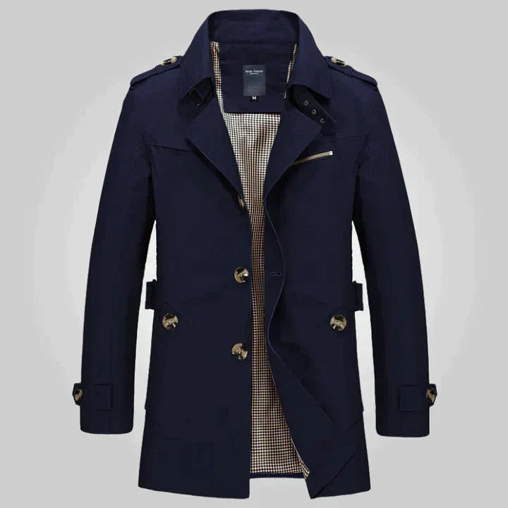 Gabardina larga cruzada para hombre