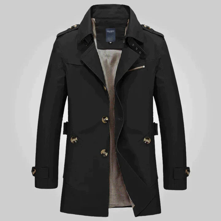 Gabardina larga cruzada para hombre