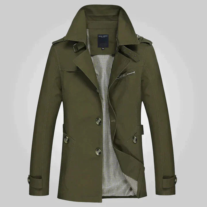 Gabardina larga cruzada para hombre