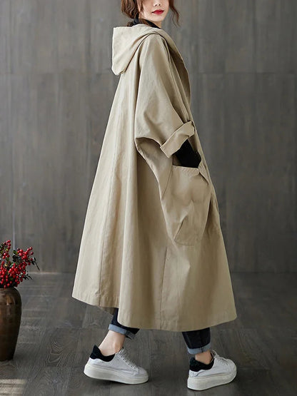 Gabardina para mujer – Chaqueta larga con capucha y corte elegante para la lluvia